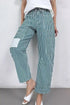 Daverri Striped Wide-Leg Pants in teal and white vertical stripes