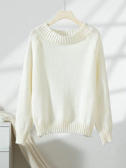 Ribbed Knit Boat Neck Sweater | Sweaters Daverri Fashions
