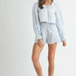 MABLE Long Sleeve Scallop Blouse and Shorts Set Outfit Sets