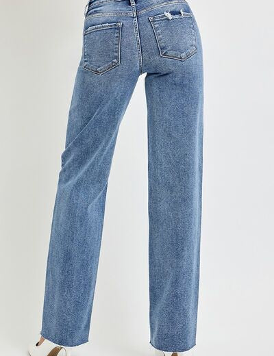 RISEN Full Size High Rise Straight Leg Jeans with Pockets