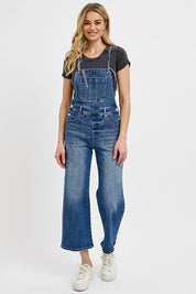 RISEN Knotted Strap Denim Overalls with Pockets Overalls