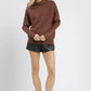 Umgee Draped Turtleneck Long Sleeve Knit Top - DAVERRI FASHIONS