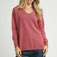 Umgee V-Neck High Low Hem Knit Top with Side Slit - DAVERRI FASHIONS