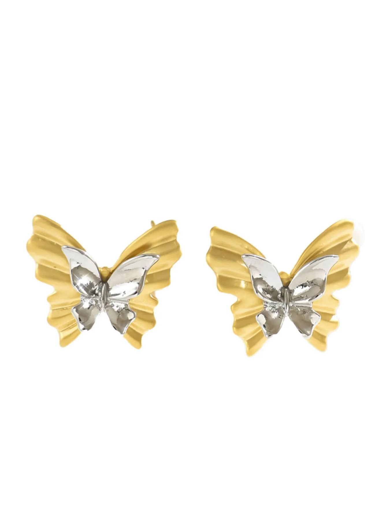Two-Tone Stainless Steel Butterfly Earrings | Earrings Daverri Fashions