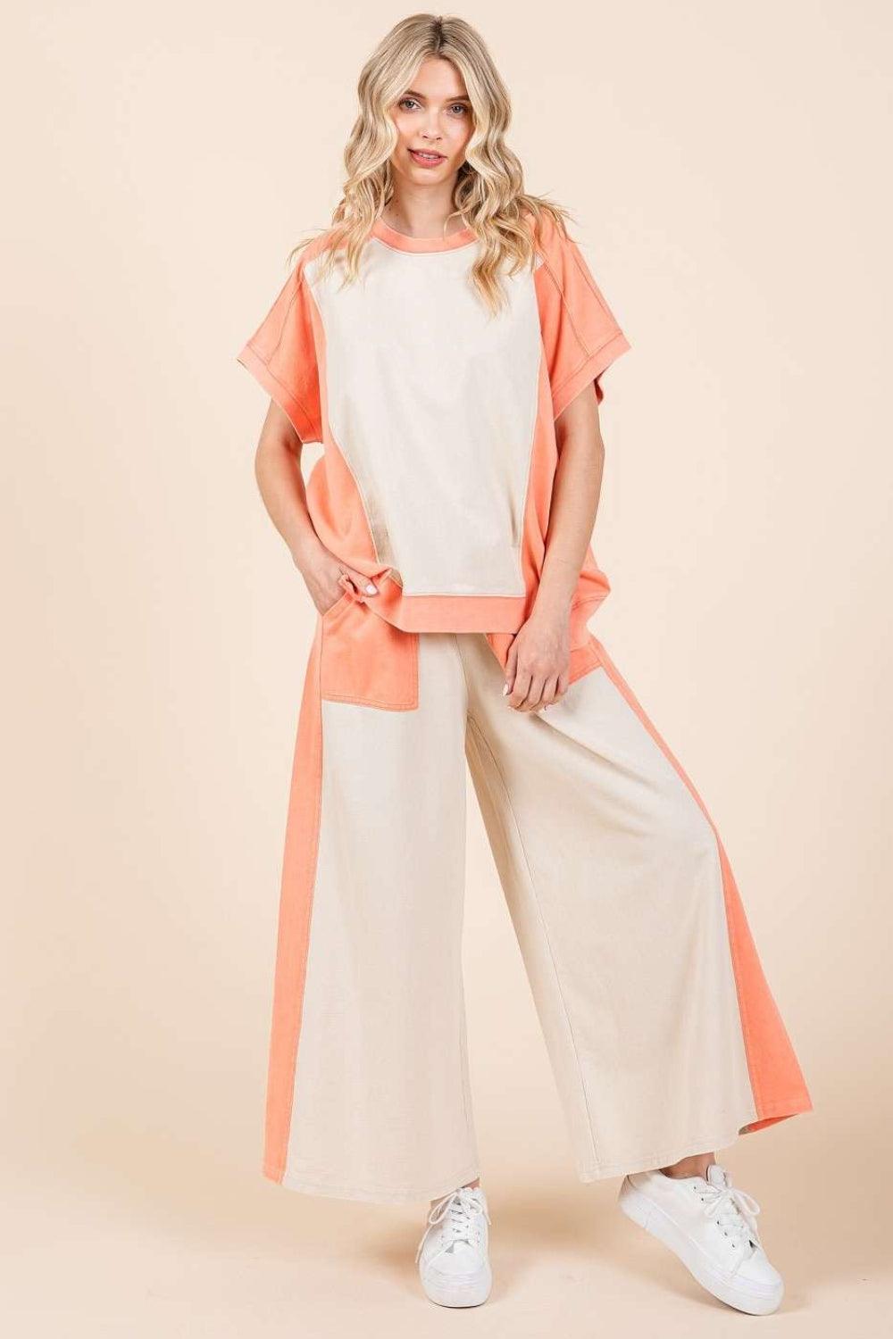 Mittoshop Color Block Wide Leg Pants Pants