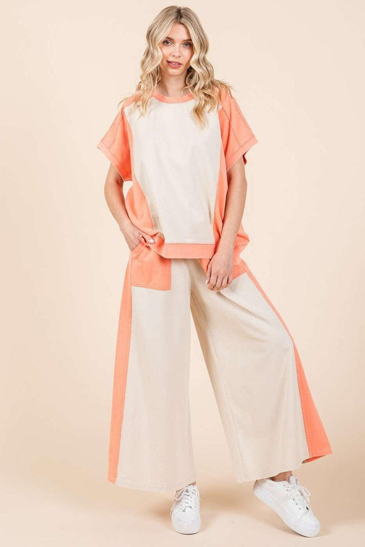 Mittoshop Color Block Wide Leg Pants Pants