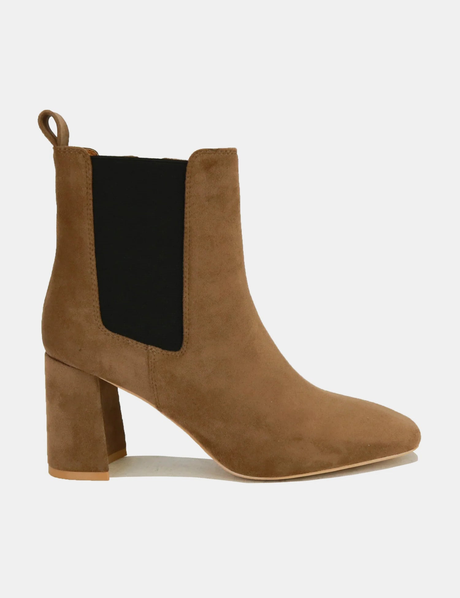 Beast Fashion Faux Suede Block Heel Chelsea Boots with Elastic Side Panel Footwear