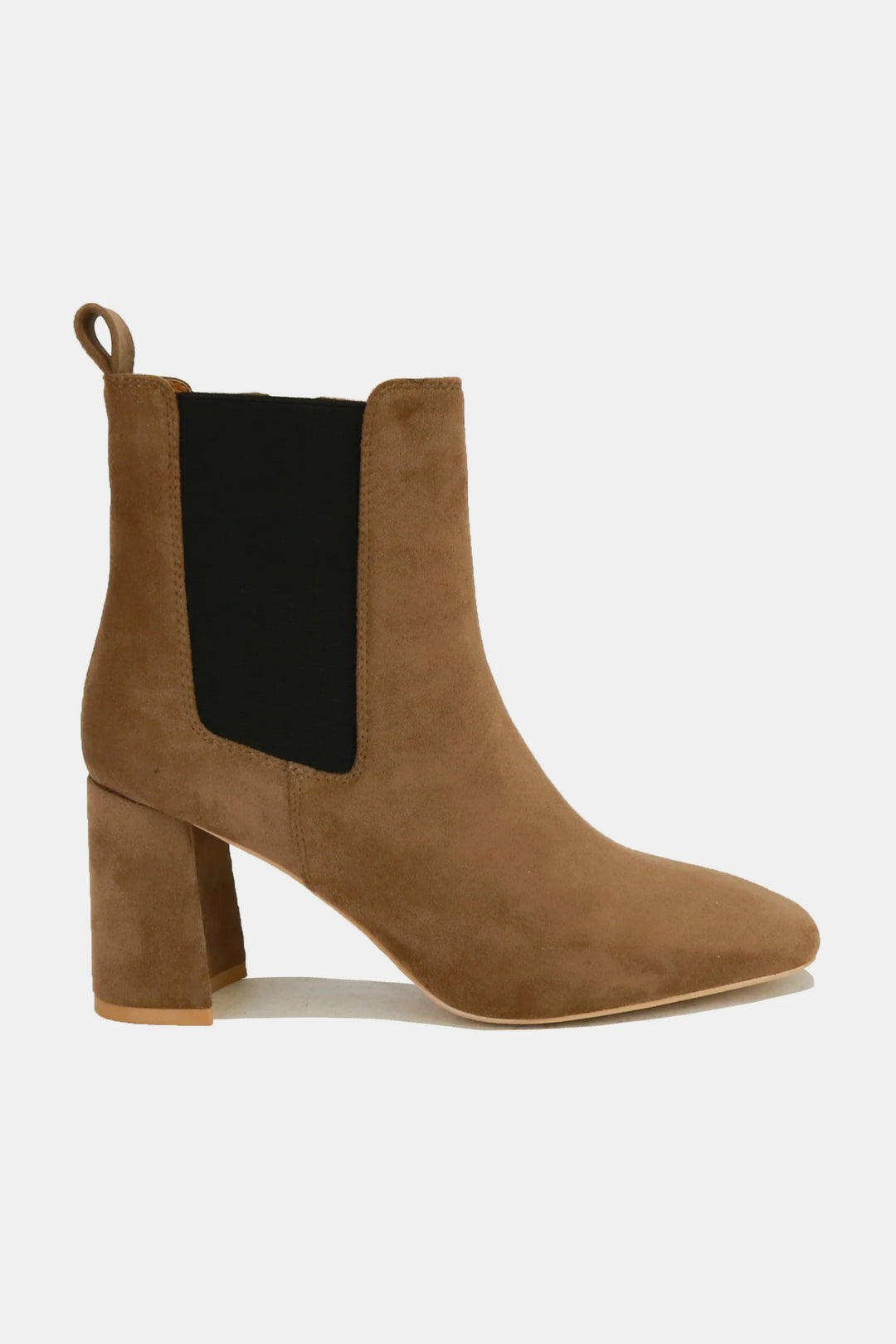 Beast Fashion Faux Suede Block Heel Chelsea Boots with Elastic Side Panel Footwear