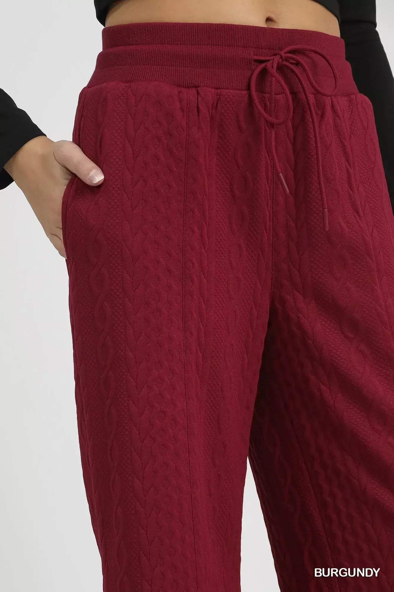 Umgee Cable Knit Textured Wide Leg Pants - DAVERRI FASHIONS
