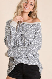 BiBi Leopard Round Neck Long Sleeve T-Shirt | Daverri Fashions