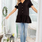 Heimish Full Size Ruffled V-Neck Short Sleeve Blouse Plus Size Blouses