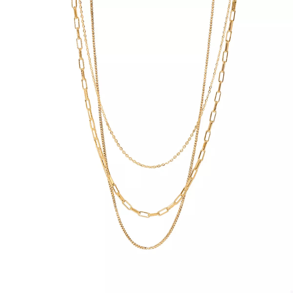 18K Gold-Plated Three Layered Necklace | Necklaces Daverri Fashions