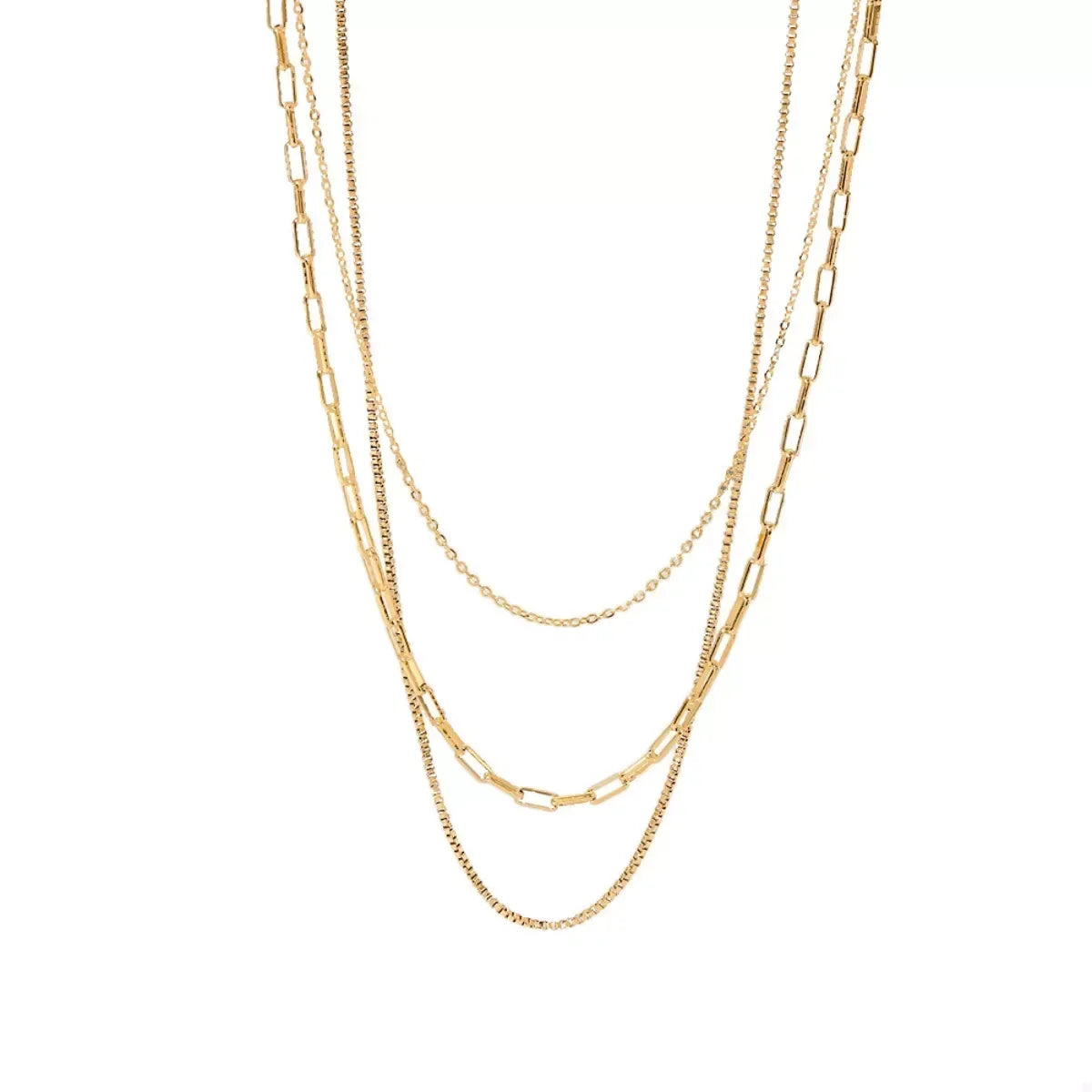 18K Gold-Plated Three Layered Necklace - DAVERRI FASHIONS