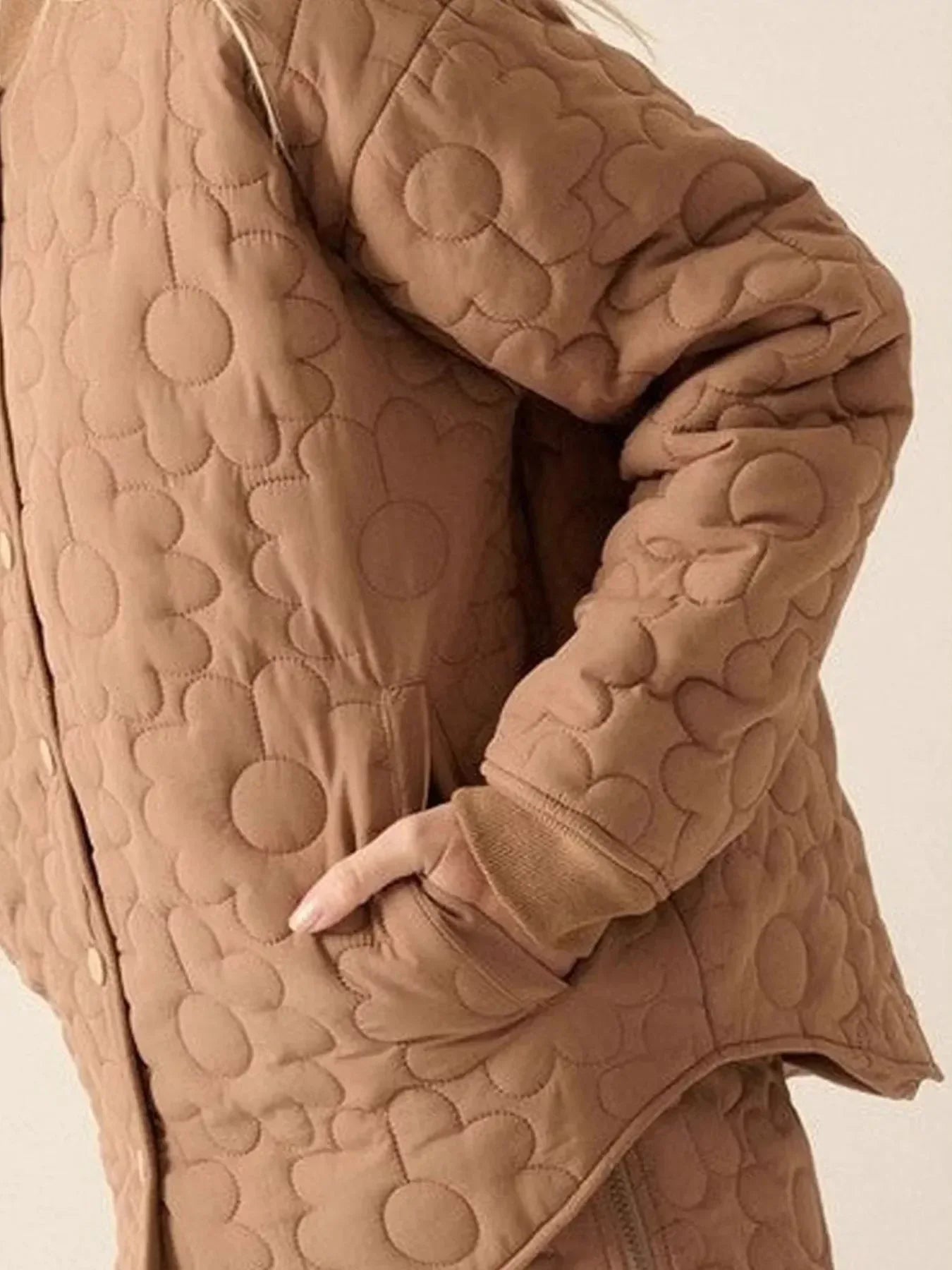 Textured Snap Down Jacket - DAVERRI FASHIONS