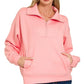 Zenana Scuba Half Zip Sweatshirt with Pockets - DAVERRI FASHIONS
