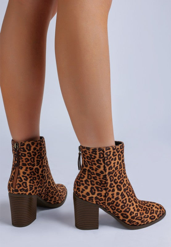 Lunara Leopard Print Block Heel Boots | Boots Daverri Fashions