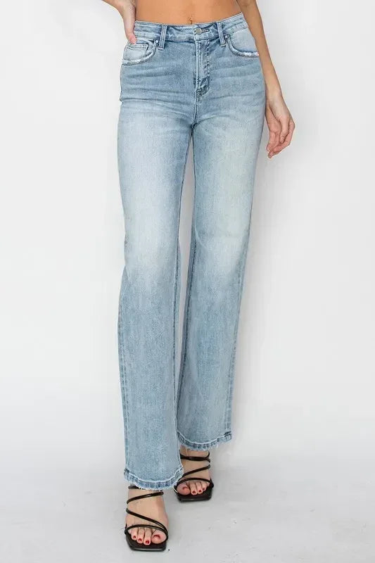 RISEN High Rise Straight Jeans - DAVERRI FASHIONS