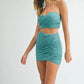 MABLE Ruched Tube Crop Top and Skirt Set Outfit Sets