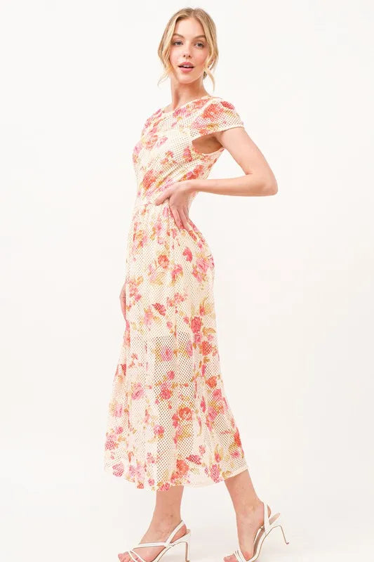And The Why Fish-Net Floral Printed Midi Dress | Midi Dresses Daverri Fashions