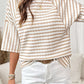 Daverri Fashions striped textured knit split hem half sleeve loose top