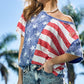 BiBi American Flag Theme Short Sleeve T-Shirt S - DAVERRI FASHIONS