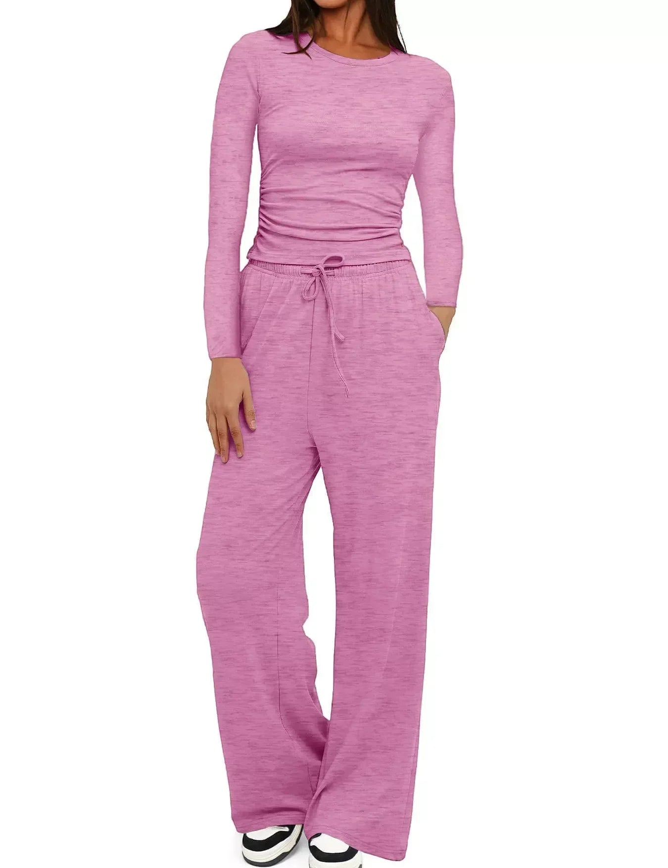 Daverri Fashions Full Size Casual Long Sleeve Top and Pants Set Plus Size - DAVERRI FASHIONS