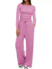 Daverri Fashions Full Size Casual Long Sleeve Top and Pants Set Plus Size - DAVERRI FASHIONS