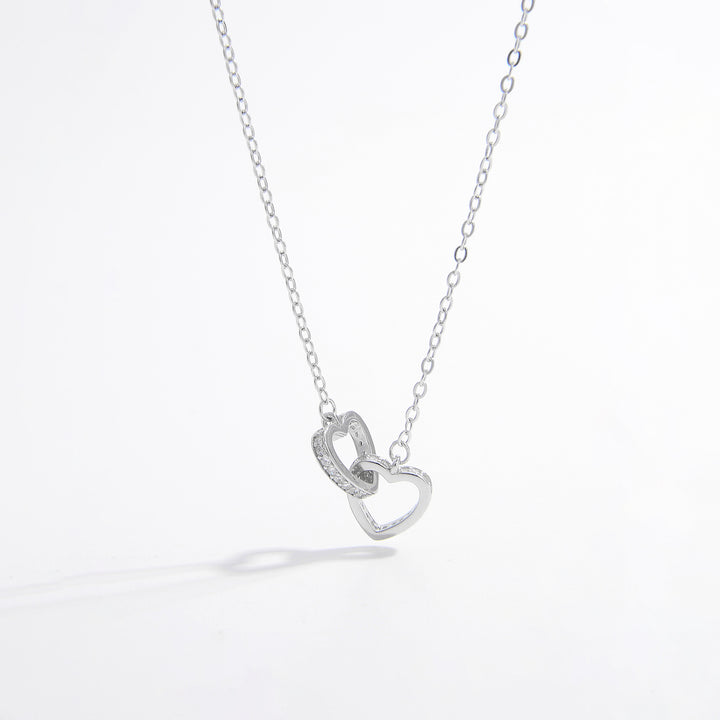 925 Sterling Silver Inlaid Zircon Heart Necklace Necklaces