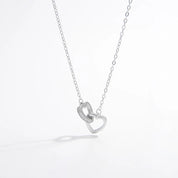 925 Sterling Silver Inlaid Zircon Heart Necklace | Silver Necklaces Daverri Fashions