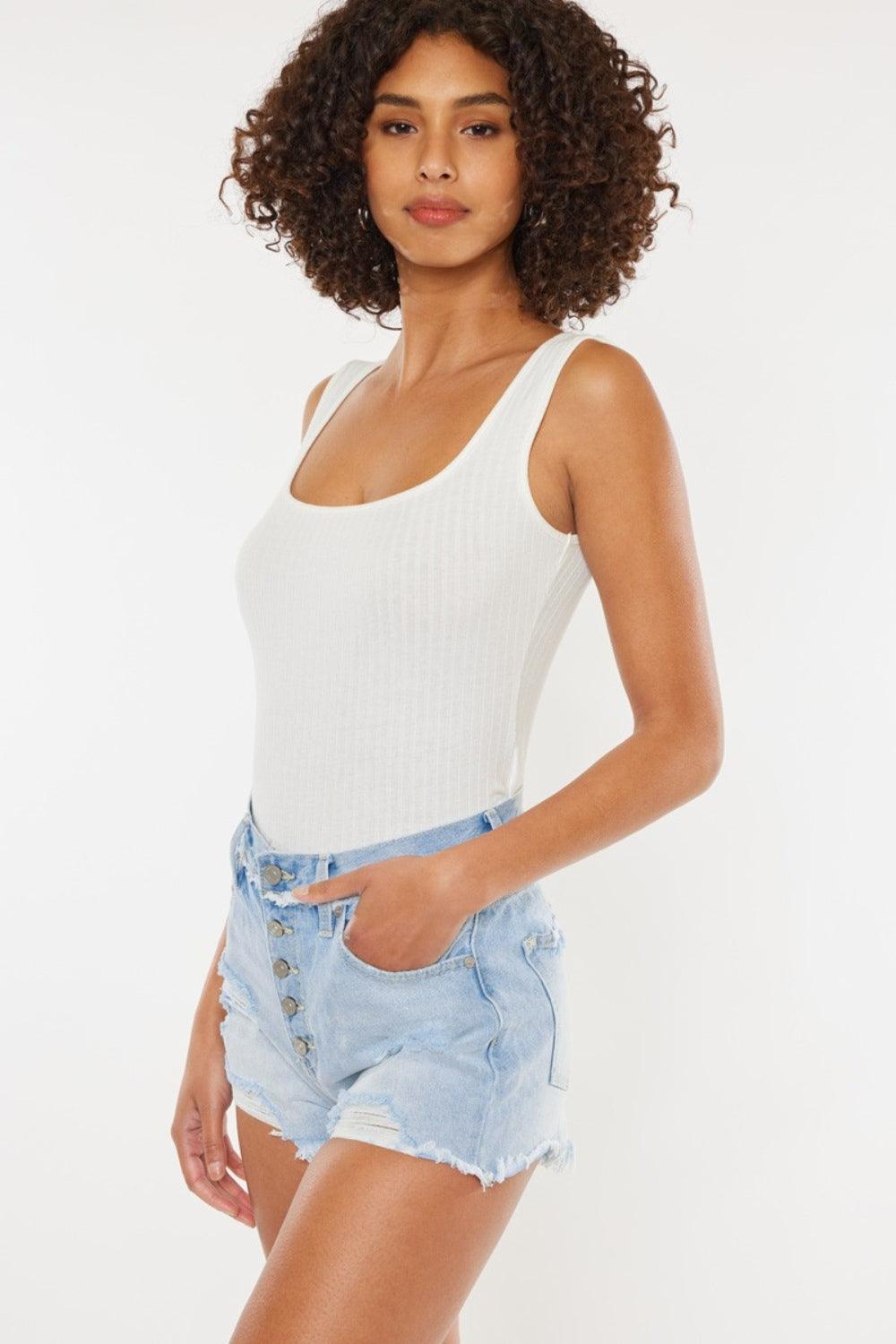 Kancan Distressed Button Fly Denim Shorts Denim Shorts