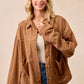BiBi Corduroy Relaxed Fit Shacket with Back Pleat - DAVERRI FASHIONS