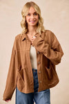 BiBi Corduroy Relaxed Fit Shacket with Back Pleat - DAVERRI FASHIONS
