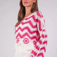 VERY J Chevron/Floral Pattern Crochet Knit Top - DAVERRI FASHIONS