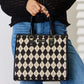 David Jones Argyle Pattern PU Leather Handbag - DAVERRI FASHIONS