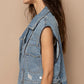 POL Cropped Denim Jacket with Functional Zipper Detail Denim Jackets