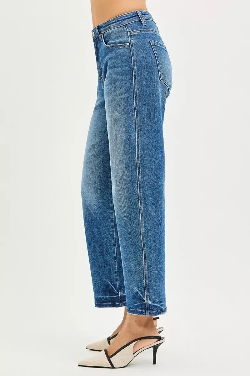 RISEN Slouchy Cropped Barrel Jeans - DAVERRI FASHIONS
