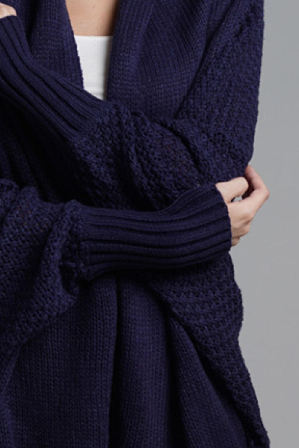 Dolman Sleeve Open Front Ribbed Trim Longline Cardigan | Cardigans Daverri Fashions