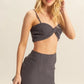 HYFVE Charcoal Ruched Bra Top and Mini Skirt Set Skirt Sets