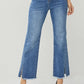 RISEN High Waist Raw Hem Slit Straight Jeans - DAVERRI FASHIONS