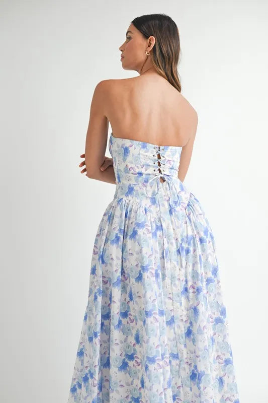 MABLE Sweetheart Neckline Floral Printed Midi Dress Midi Dreses