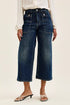 Judy Blue high-waisted dark blue denim culottes with front pockets and button closure