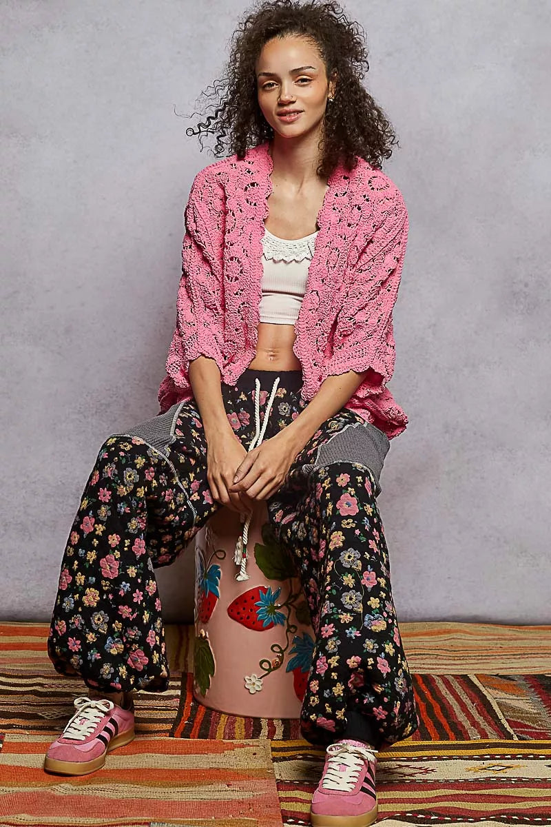 POL Floral Pattern Open Front Cardigan | Cardigans Daverri Fashions