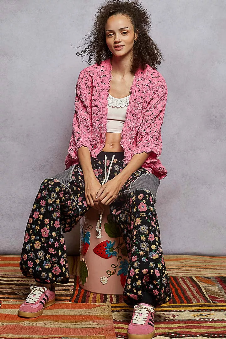 POL Floral Pattern Open Front Cardigan | Cardigans Daverri Fashions