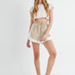 MABLE Drawstring Waist Contrast Trim Detail Shorts Shorts
