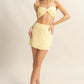 HYFVE Yellow Ruched Bra Top and Mini Skirt Set BUTTER Skirt Sets
