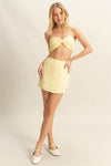 HYFVE Yellow Ruched Bra Top and Mini Skirt Set - DAVERRI FASHIONS