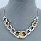 Silver Finish Link Chain Necklace With Two Tones As Shown One Size Necklaces
