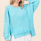 Mittoshop Mineral Wash Waffle Long Sleeve Sweatshirt Pastel Blue Sweatshirts