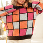 BiBi Multi Color Checker Pattern Sweater - DAVERRI FASHIONS