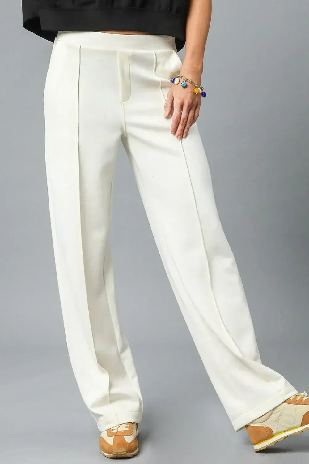 Umgee High Waisted Wide Leg Pants - DAVERRI FASHIONS